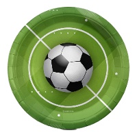 Pratos de Futebol bola no gramado de 23 cm - 6 unidades
