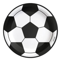 Pratos de futebol a preto e branco 23 cm - 6 unid.