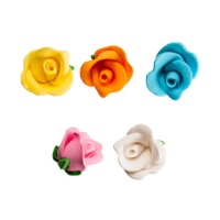 Figuras de açucar de flores coloridas com base de 4 cm - Dekora - 35 unidades