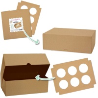 Caixa para 6 cupcakes cor kraft - 2 unidades