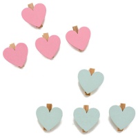 Cavilhas de madeira de 3,5 cm de coração colorido - 4 peças