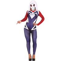 Fato de super-heroína aranha com capuz para mulher.