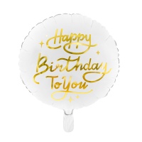 Balão redondo Happy Birthday To You 35 cm - PartyDeco