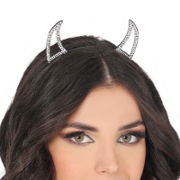 Diadema de demônio prateada brilhante