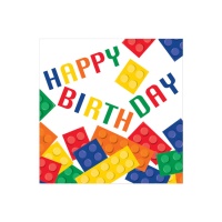 Guardanapo de Lego Happy Birthday de 16,5 x 16,5 cm - 16 unidades