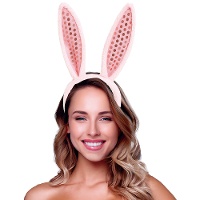 Tiara com orelhas de coelhinha rosa brilhante