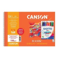 Conjunto Bloc Basik 150 gr 20 folhas + 12 lápis de cor Giotto - Canson