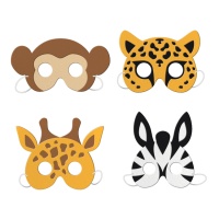 Máscaras engraçadas de animais - 4 peças