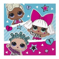 Guardanapos Lol Surprise azuis 16,5 x 16,5 cm - 16 unid.