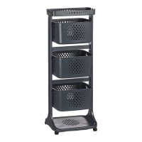 Estante para legumes de 3 alturas com rodas antracite