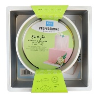 Conjunto de formas redonda e quadrada em alumínio de 20,3 e 25,4 cm x altura de 10,2 cm - PME - 2 unidades