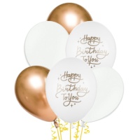 Feliz Aniversário Balão de Látex 30 cm - PartyDeco - 6 unidades
