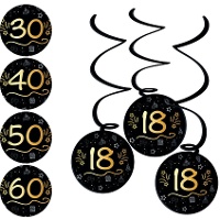 Pingentes decorativos Elegant Gold com números - 3 unidades