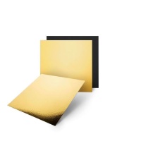 Base de bolo quadrada de 12,5 x 12,5 x 0,3 cm dourado e preto - Sweetkolor - 1 unidade