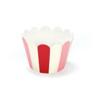 Wrappers para cupcakes branco, rosa e vermelho - 6 unidades