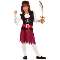 Fato de pirata às riscas cor-de-rosa para menina