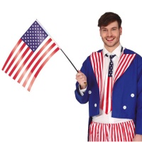 Bandeira americana com mastro 35 x 45 cm