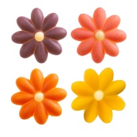 Figuras de chocolate branco com flores coloridas 2D - Dekora - 80 unidades