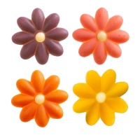 Figuras de chocolate branco com flores coloridas 2D - Dekora - 80 unid.
