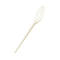 Colheres de plástico creme de 13 cm - 100 unid.