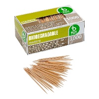 Palitos de madeira redondos com embalagem plástica individual - 1000 unidades