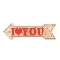 Love You Flecha de madeira com cabide 53 x 15,5 cm