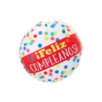 Feliz Aniversário balão redondo com pontos 43 cm - Anagrama