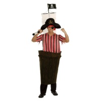 Fato de pirata no mastro de um navio