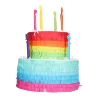 Piñata de bolo arco-íris 3D de 25 x 23 cm