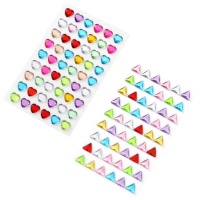 Autocolantes de cristal 3D em formas multicoloridas 1,2 cm - 54 peças