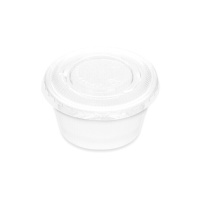 Caçarola de plástico branco de 100 ml com tampa - 8 unidades