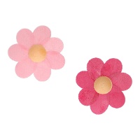 Obleas em forma de flores rosa e fúcsia de 5,5 cm - FunCakes - 8 unidades