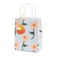 Saco de oferta 18 x 14 x 8 cm de flores pintadas - 1 unidade