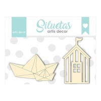 Aglomerado de Casa de Praia e Barcos - Artis decor - 2 unidades