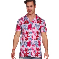 T-shirt de fantasia havaiana com flamingos para homem