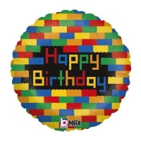 Feliz Aniversário Balão Bloco de Cores 46 cm - Grabo