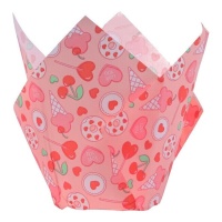 Cápsulas de tulipa de papel para muffins de Dulce San Valentín - PME - 24 unidades