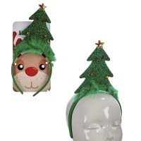 Fita para a cabeça em forma de árvore de Natal com penas