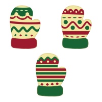 Figuras de Luvas de Natal em chocolate branco - Dekora - 96 unidades