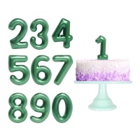 Vela numérica verde brilhante de 6 cm - 1 peça