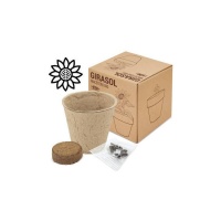 Vaso biológico com sementes de girassol