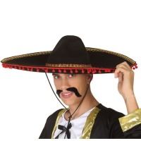 Chapéu mexicano preto com pormenores coloridos