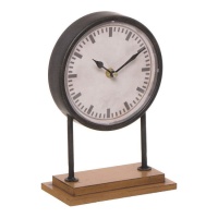 Relógio de mesa vintage com base de madeira - DCasa