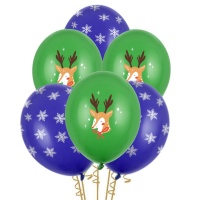 Balões de látex Feliz Natal 30 cm - PartyDeco - 50 pcs.