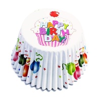 Cápsulas para Cupcake Balão Feliz Aniversário - PME - 30 unid.