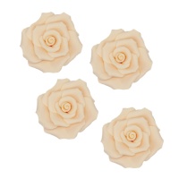 Figuras de açucar de rosas de marfim de 7 cm - Dekora - 6 unidades
