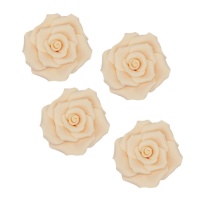 Estatuetas de açúcar com rosas de marfim 7 cm - Dekora - 6 unidades
