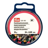 Pinos de cabeça de plástico cores 34 x 0,65 mm - Prym - 15 gr