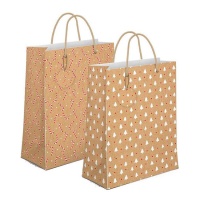 Saco para prendas de Natal 14 x 11,5 x 6,7 cm cor kraft - 1 unid.