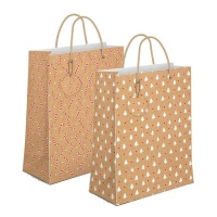 Saco de oferta de Natal 14 x 11,5 x 6,7 cm cor kraft - 1 unid.